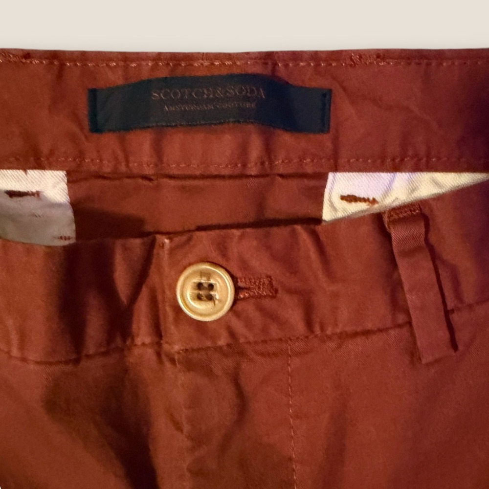 Scotch & Soda Mott Slim Fit Chinos Rust Orange Mens Stretch Cotton Twill Pants - Picture 6 of 10